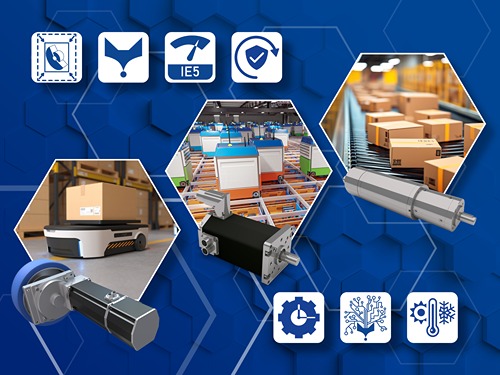 AGV + BLDC Motor, Cube Storage Application + Motor, Packaging Application with Motor